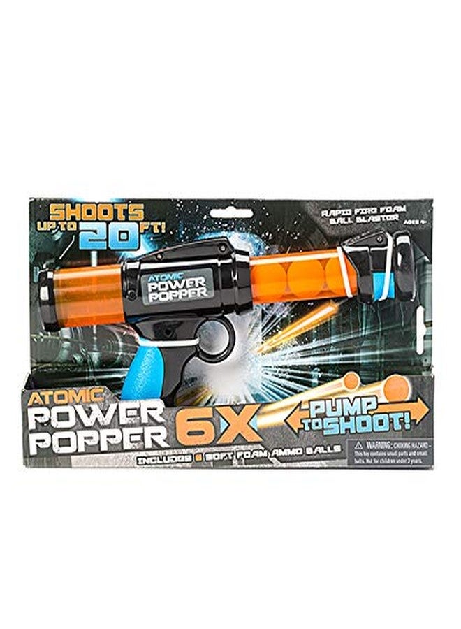 Hog Wild Atomic Power Popper 6X - Stocking Stuffer Features Rapid Fire Foam Ball Blaster - Blasts Up to 6 Foam Balls - 4+